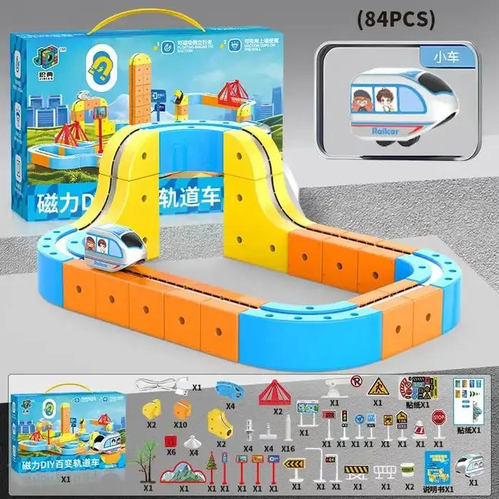 Jouet de train magnétique pour enfants, blocs de construction éducatifs DIY, circuit magique, labyrinthe de gravité, cadeau de Noël et d'anniversaire