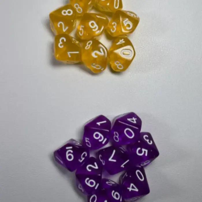 Ensemble de 7 dés numérotés à 10 faces multicolores pour jeux de société et éducation mathématique pour enfants et adultes occasions spéciales