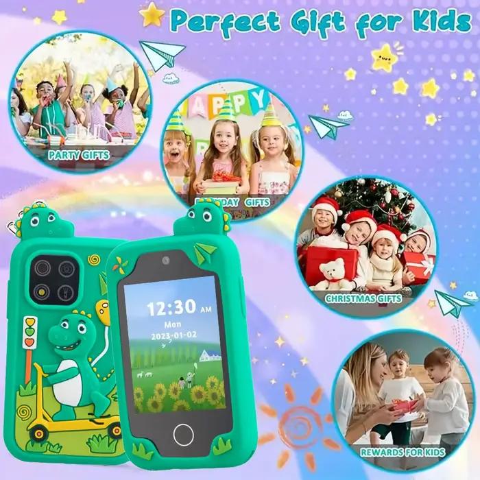 AMORUS enfants téléphone musical double caméra lecteur Mp3 fonction de jeu dessin animé bébé Mobile pour filles garçons anniversaire cadeaux de noël