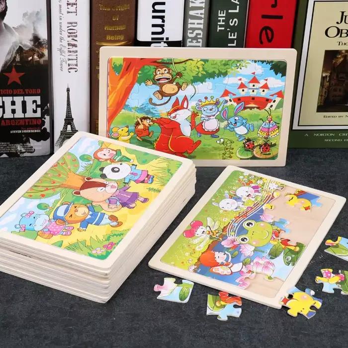 Puzzles en bois 24 pièces dessin animé pour enfants éducation animaux compagnie cadeau occasions spéciales