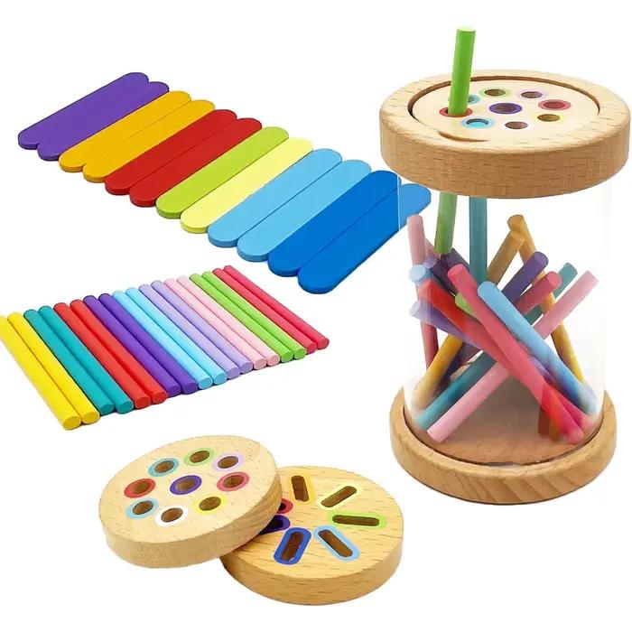 Jouets Montessori de tri de couleurs en bois, jouet éducatif pour l'éveil, développement de la motricité fine et sensorielle, jeux d'association, jouets d'éveil sensoriel