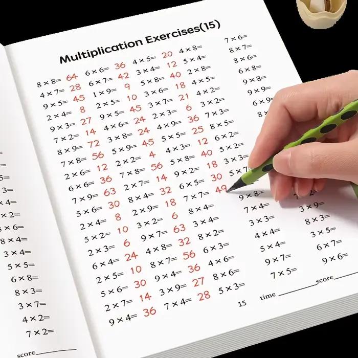 Cahier de travail sur la table de multiplication pour enfants version anglaise cahier de pratique de la multiplication et de la division 9x9 cartes flash mathématiques pour enfants occasions spéciales rentrée scolaire cadeau de Noël