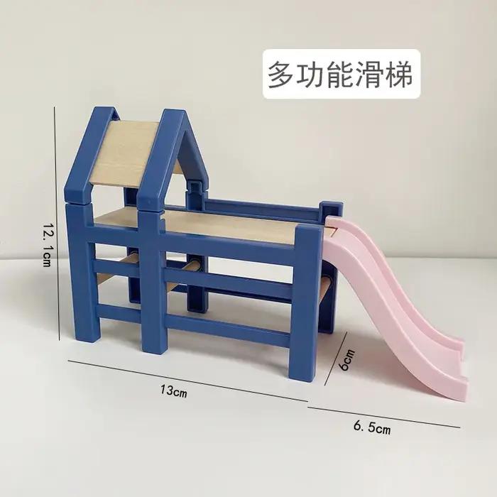 1:12 maison de poupée bébé chambre meubles accessoires toboggan/Cheval de Troie/Table/chaise de salle à manger/lit pour enfants semblant de jouer fournitures