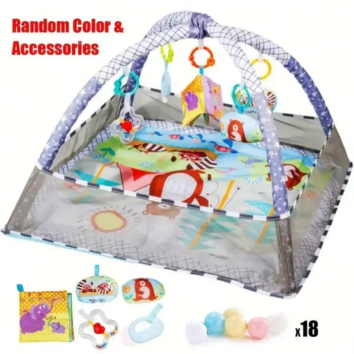 Parc d'activités pour bébé avec jouets suspendus tapis d'éveil pour développement exercice nouveau-né centre de fitness et activités pour nourrissons 0-1 an