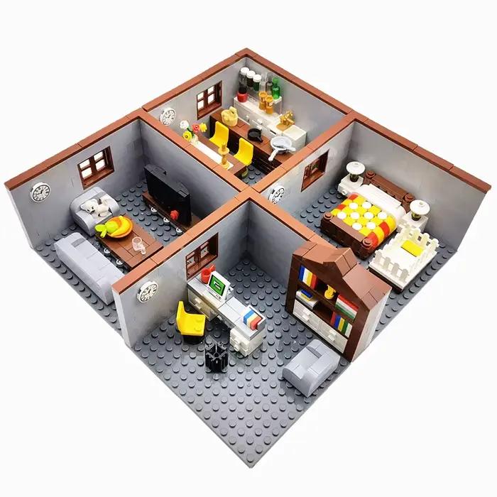 Blocs de construction Likaka maison de ville pour enfants garçon fille avec pièces intérieures cuisine salon chambre occasions spéciales