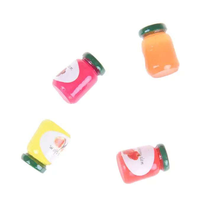 Bouteilles de confiture miniatures pour maison de poupée 1:12, 4 pièces, modèle Kicthen, accessoires