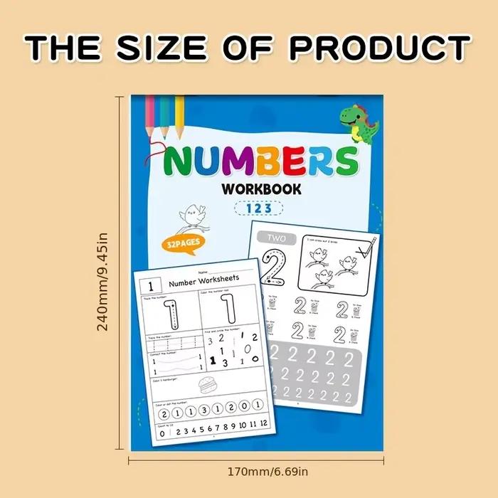 Livre de coloriage et de pratique de numéros interactif numérique amusant à sept chiffres, 32 pages,