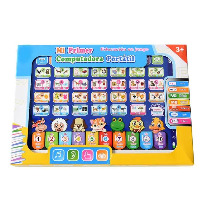 Tablette de l'alphabet espagnol pour enfant, lecture tactile, activation de l'ordinateur portable, j