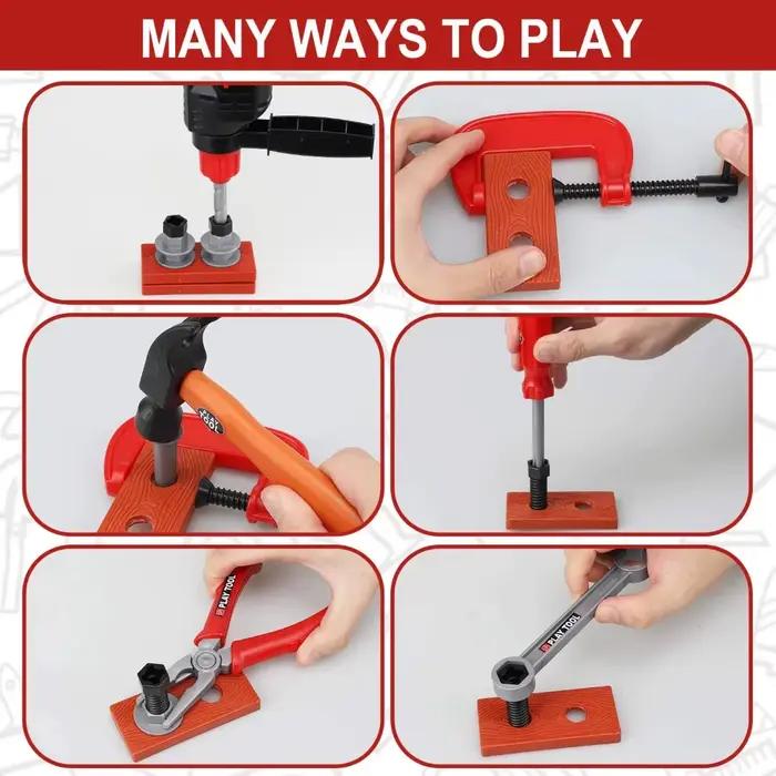 Ensemble d'outils pour enfants avec perceuse jouet électrique Kit de jouets de construction alimentés