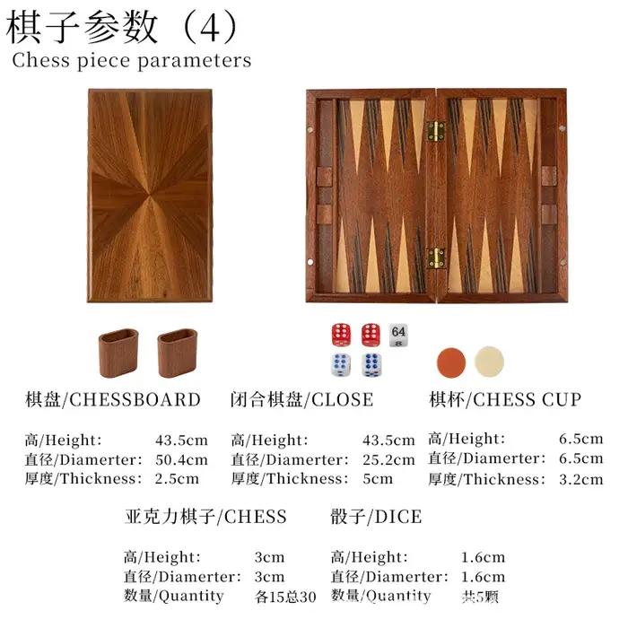 Jeu de backgammon multi-tailles en bois massif, acajou de qualité supérieure avec placage en bois massif, fabrication exquise