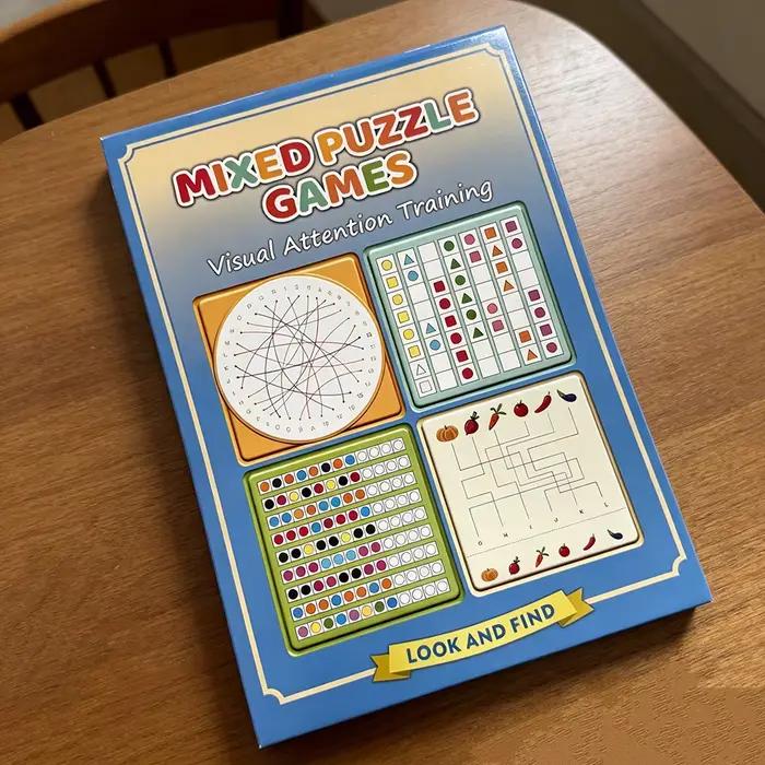 Cahier d'exercices de jeux de puzzles variés de 32 pages pour enfants, entraînement à l'attention vi