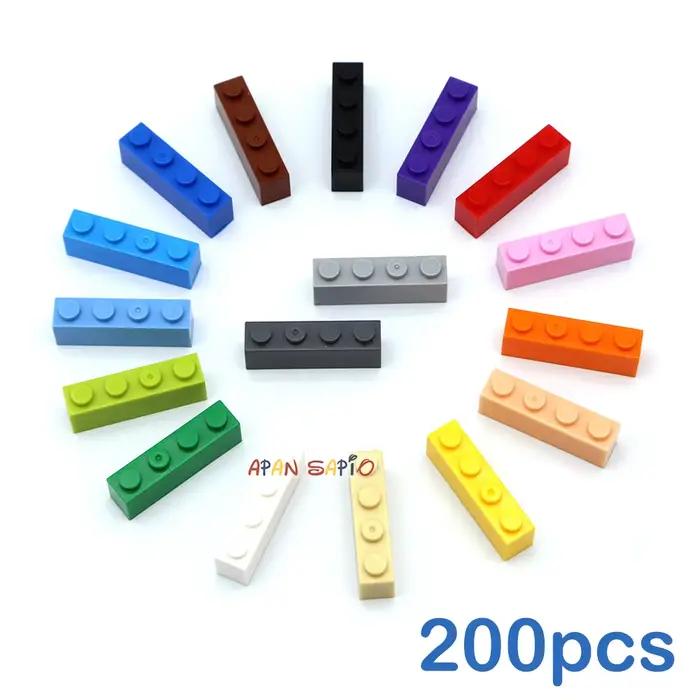 200 pièces épais 1x4 points bricolage blocs de construction figurines briques jouets éducatifs créatifs pour les enfants