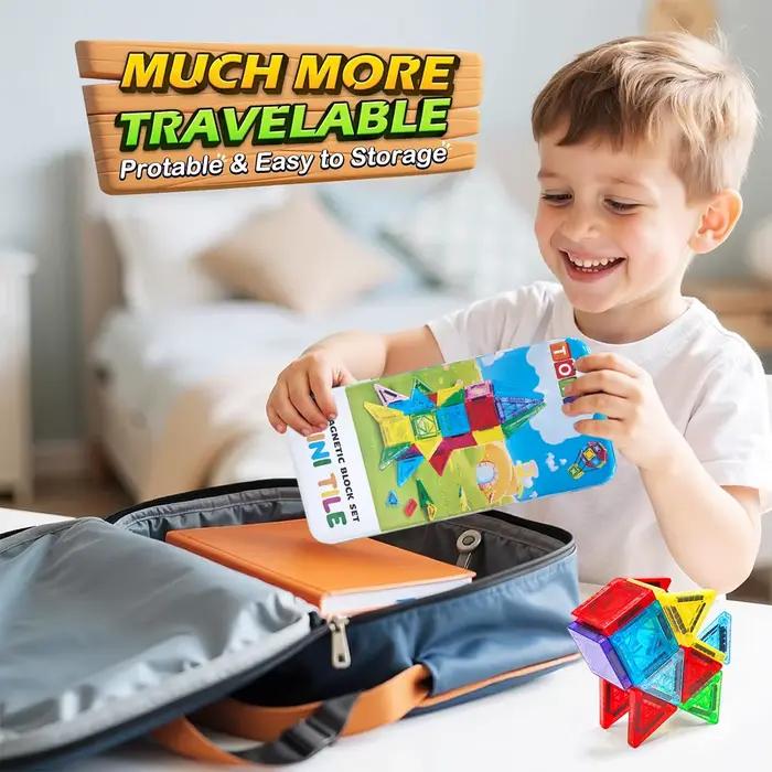 Blocs de Construction Magnétiques Plastique Durables Cadeaux pour Enfants Occasions Spéciales Création 2D/3D Montessori