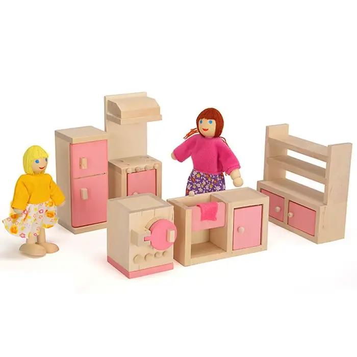 Mini figurines en bois multicolores pour maison de poupée, ensemble de jouets pour jouer à la maison, accessoires photo, cadeau pour enfants, maison de poupée en bois occasion spéciale