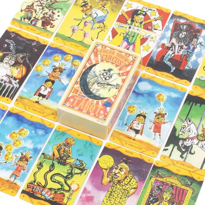 Cartes tarot Freak Show Circus avec guide pour réunions familiales fantastiques et jeux de société pour adultes et adolescents