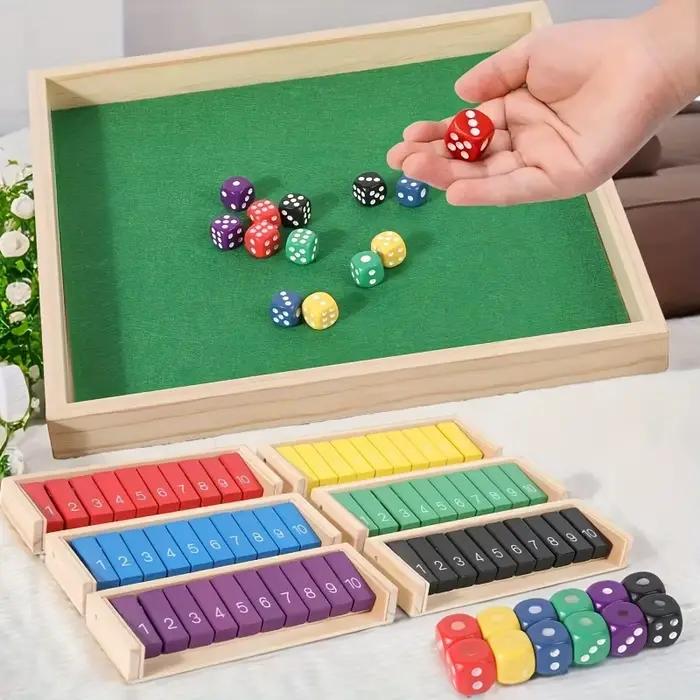 Jeu de dés en bois pour 2 à 6 joueurs avec plateau portable pour divertissement familial et fêtes