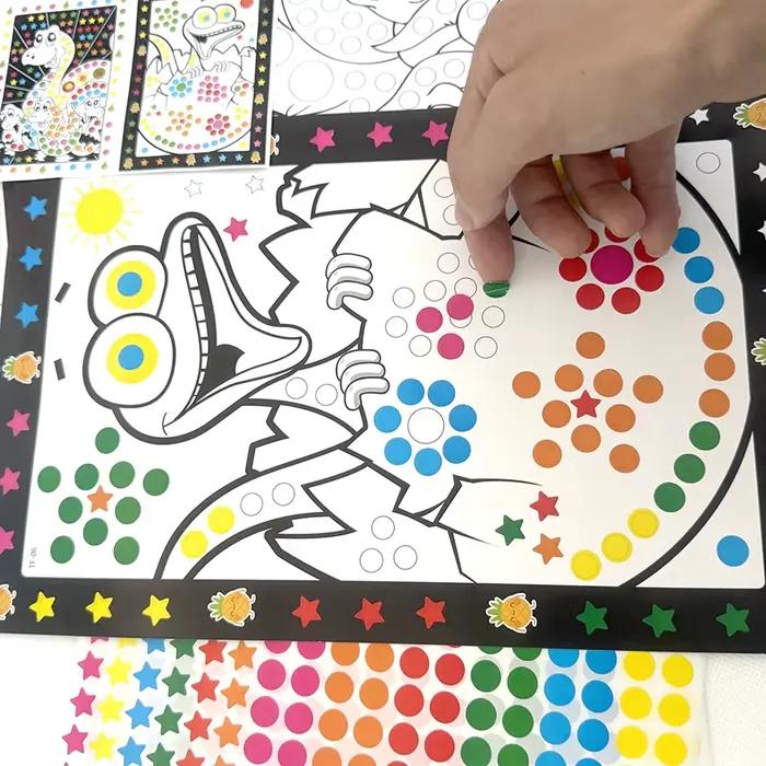 Autocollants de points de Puzzle amusants pour enfants, étiquette mosaïque de dessin d'animaux de de