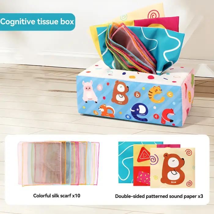 Jouet pour nouveau-né - Boîte à mouchoirs simulée avec tissu réaliste extractible pour l'éducation précoce