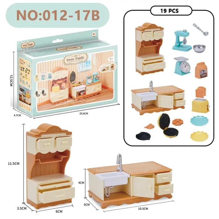 Forêt famille 1/12 meubles de cuisine salle de bain chambre ustensiles de cuisson ensembles Miniature modèle maison