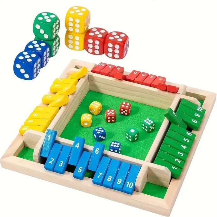 Jeu de dés mathématiques en bois à 4 faces avec tuiles numériques