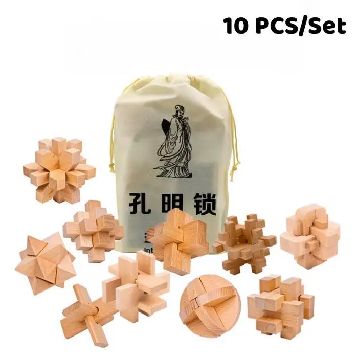 Puzzles de déverrouillage en bois casse-tête Kong Ming LuBan Lock jouet de décryptage adulte jeu d'assemblage Puzzle pour enfants jouets