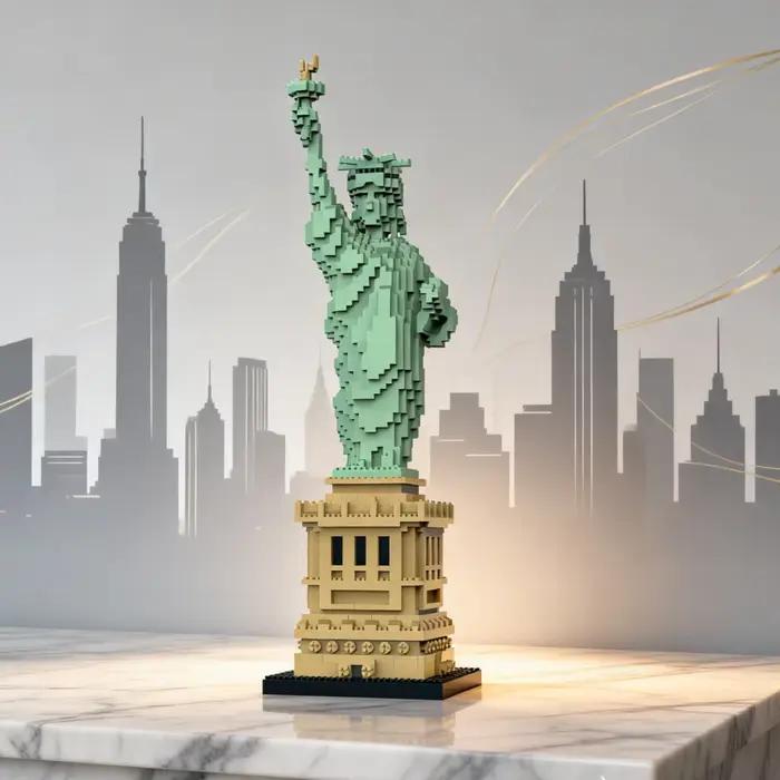 Modèle de monuments emblématiques de New York en micro-blocs de construction – Décoration de bureau à domicile