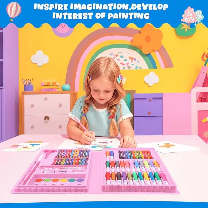 Kit de dessin licorne avec livre à colorier, crayons de couleur, crayons de cire et peintures pour enfants et filles occasions spéciales arts et artisanat
