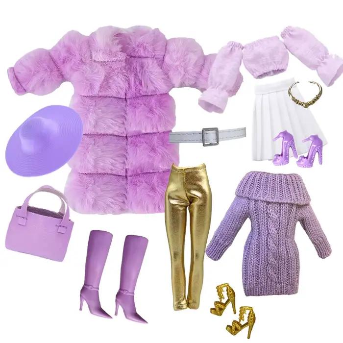 1 ensemble de vêtements de poupée à l'échelle 1/6, ensemble de Styles violets, tenue pour poupée de