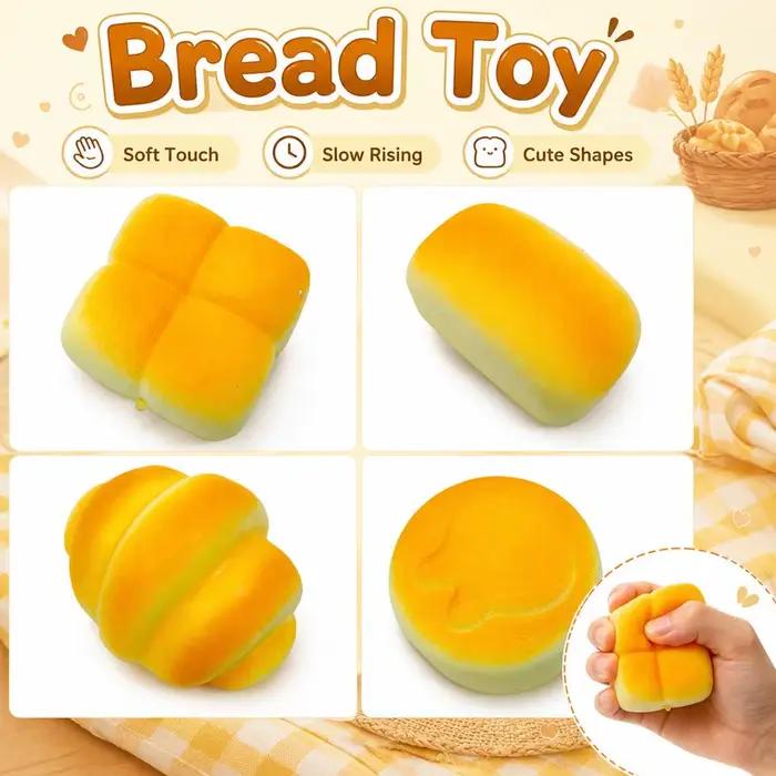 Jouet à presser en forme de pain moelleux, modèle de nourriture factice, pain grillé, gâteau de petit-déjeuner, jouets sensoriels anti-stress pour adultes