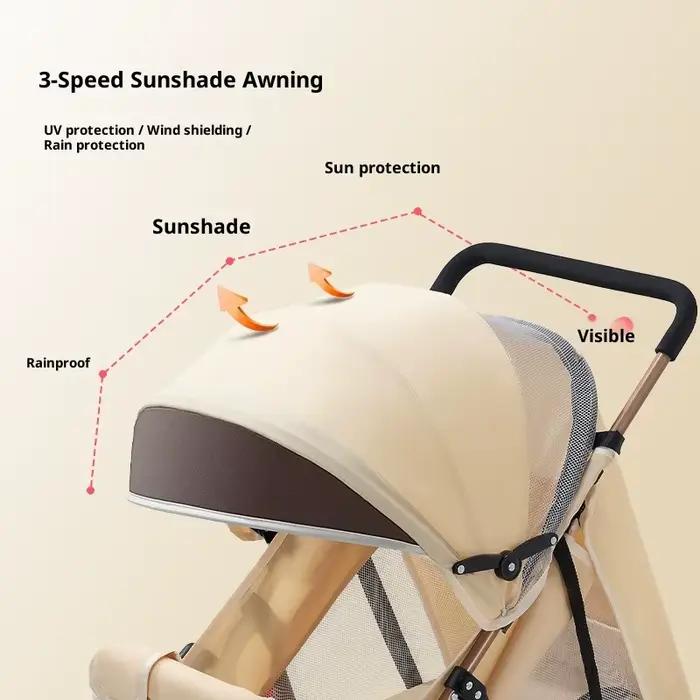Poussette bébé pliable légère, pliage à une main, dossier réglable, amortissement des chocs, siège h