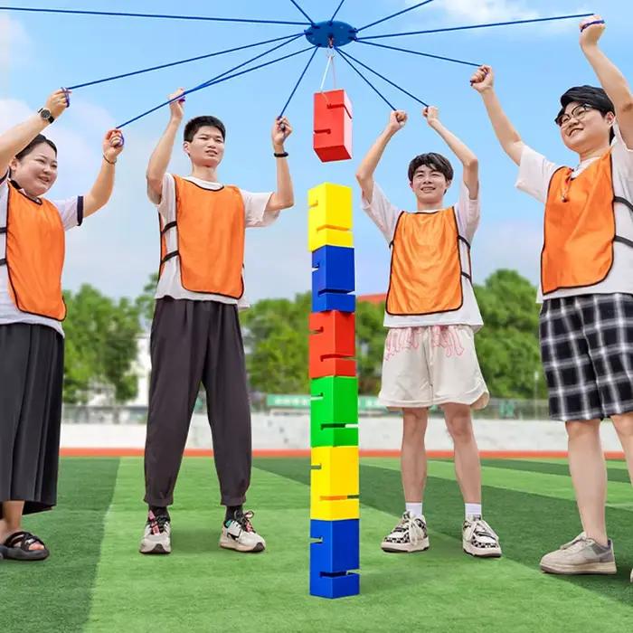 Jeu de Construction de Tour d'Equipe Plein Air Jouets Coopératifs Mouvement Créatif Société Sv Amusant Educatif pour Adulte