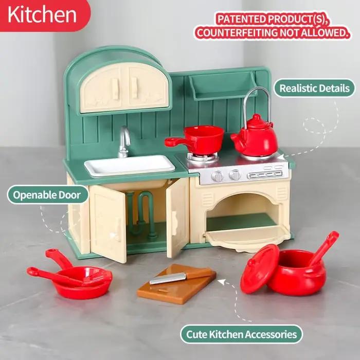 Meubles miniatures de forêt et de cuisine familiale en plastique ABS pour enfants et adultes, jouet de décoration de maison de poupées, ensemble de meubles pour occasions spéciales