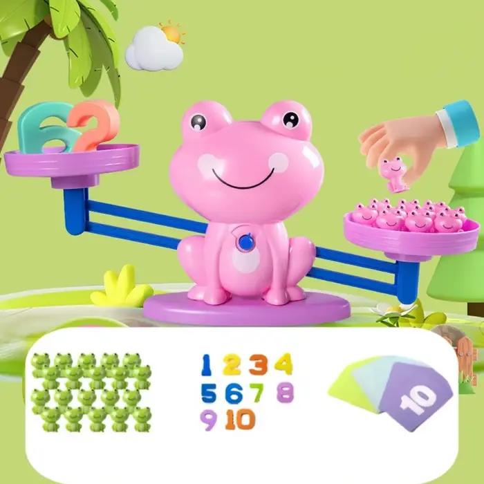 Jouets éducatifs Balance Grenouille en plastique rose ou vert pour apprentissage des mathématiques chez les enfants occasions spéciales jeux de développement intellectuel pour garçons et filles