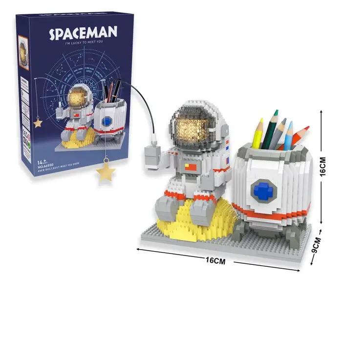 Knew construit lumineux astronaute lune Micro brique blocs de construction ensemble jouets éducatifs lumière LED technol