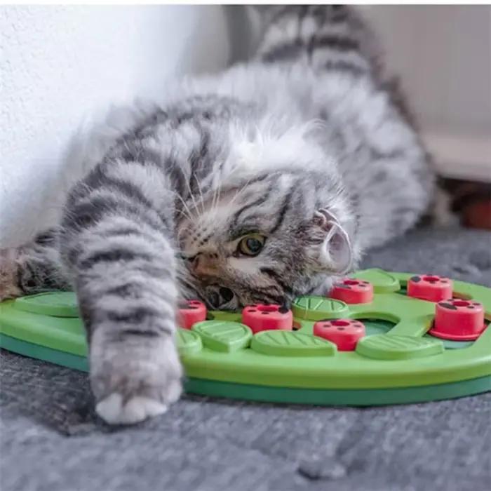 Puzzle et jeu pour la journée pluvieuse – Puzzle interactif pour friandises pour chat, jouets pour chat, fuite de nourriture, planche à gratter pour chat