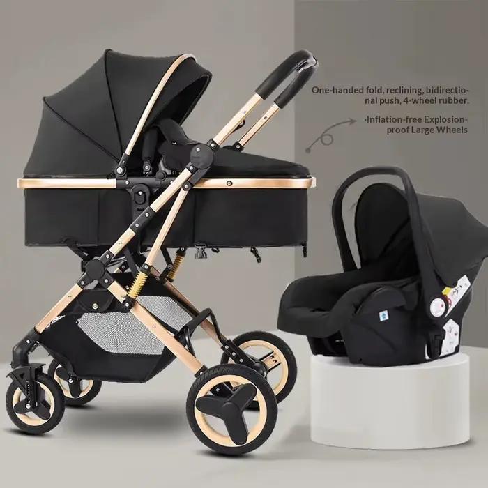 Poussette 3 en 1 Babyfond pour nouveau-né, position haute, bidirectionnelle, pouvant être utilisée e