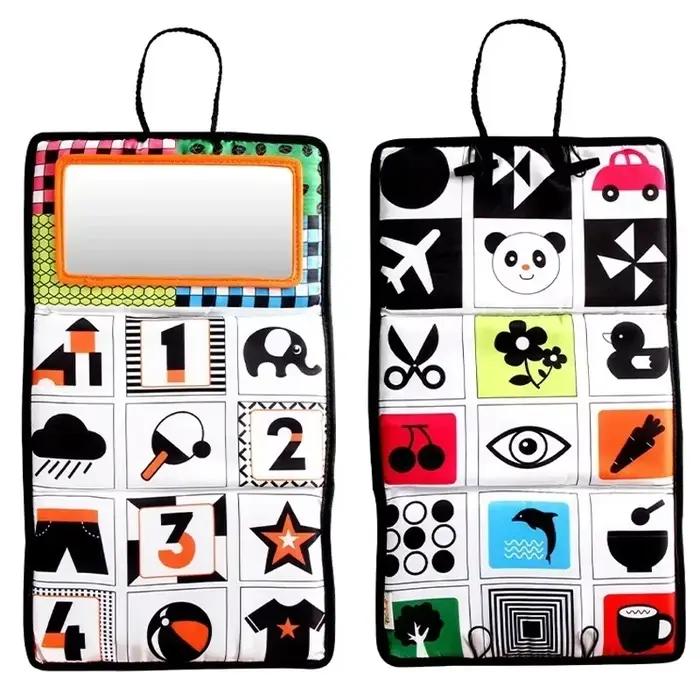 Miroir Tummy Time pour Nouveau-Né Noir et Blanc Montessori Jouet Sensoriel Activités à Contraste Élevé pour Développement Physique et Cognitif Occasions de Jeu Libre et Temps de Ventre