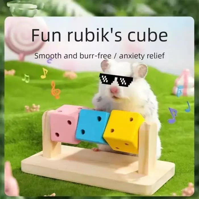 Jouet à mâcher en bois coloré brun foncé en forme de cube de Rubik pour petits oiseaux perroquets hamsters occasions spéciales distractions ludiques sécurité durable