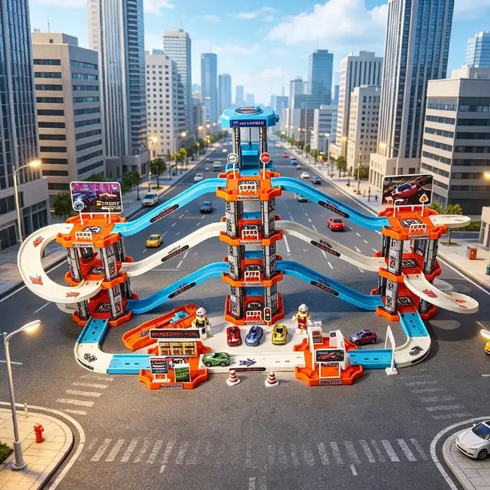 Grand ensemble de jouets de parking à quatre étages pour enfants