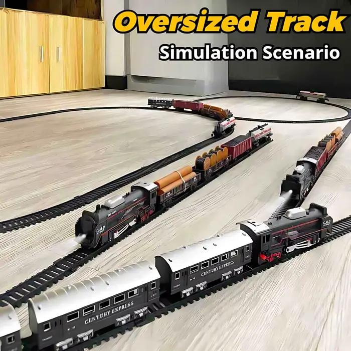 Ensemble de jouets de Train à vapeur de fret électrique rétro-assemblage de bricolage piste ferrée lumière son Simulation de fumée cadeau pour enfants