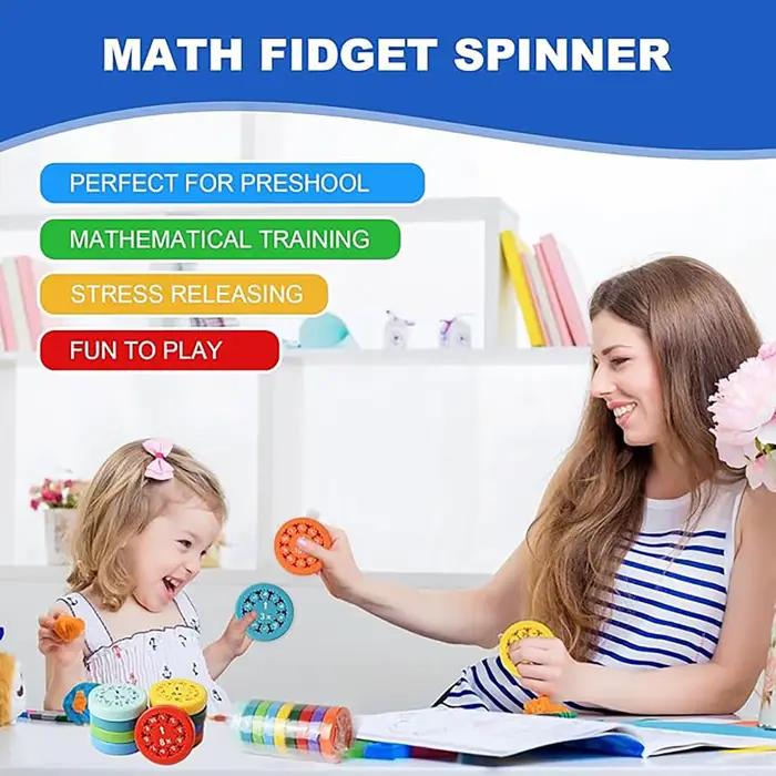 Jouet éducatif Math Fidget Rotateur en plastique robuste pour apprentissage des mathématiques addition soustraction multiplication division enfants école primaire secondaire occaions cadeau anniversaire fêtes