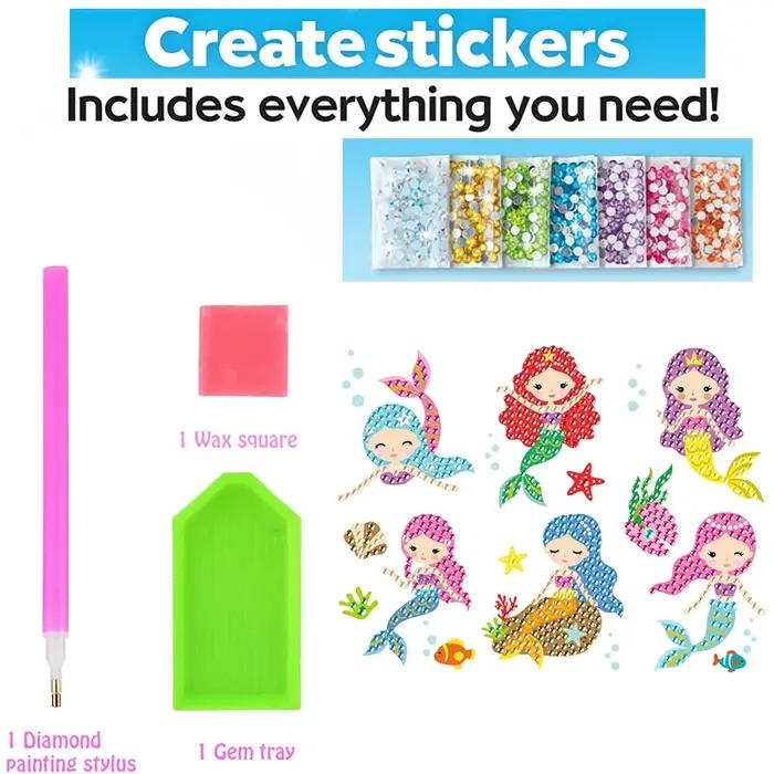 12 créer une grande gemme diamant peinture autocollant Kit Art artisanat filles garçons licorne Animal Sealife magique