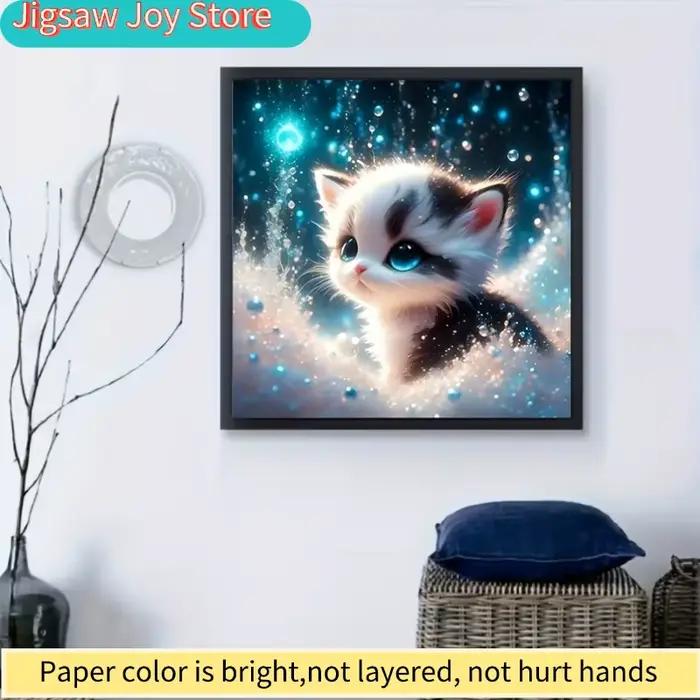 Grand puzzle Adorable chaton aux yeux bleus étincelants jeu familial captivant casse-tête portable multicolore pour occassions spéciales