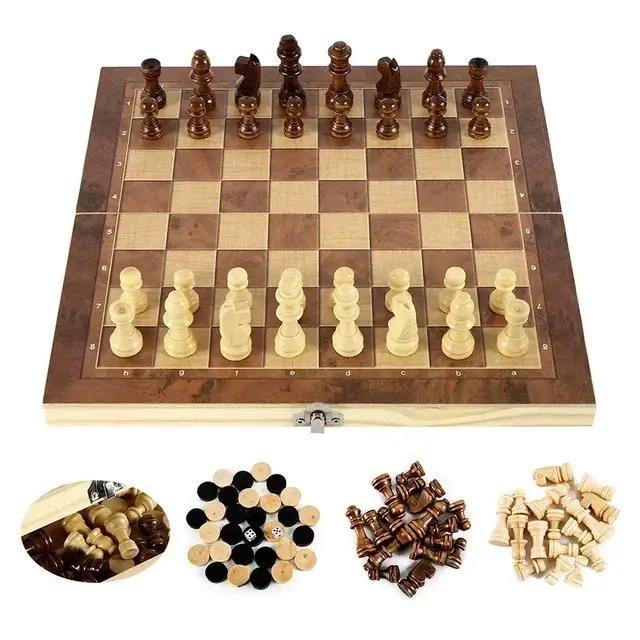 Échiquier portable pliant en bois pour adultes