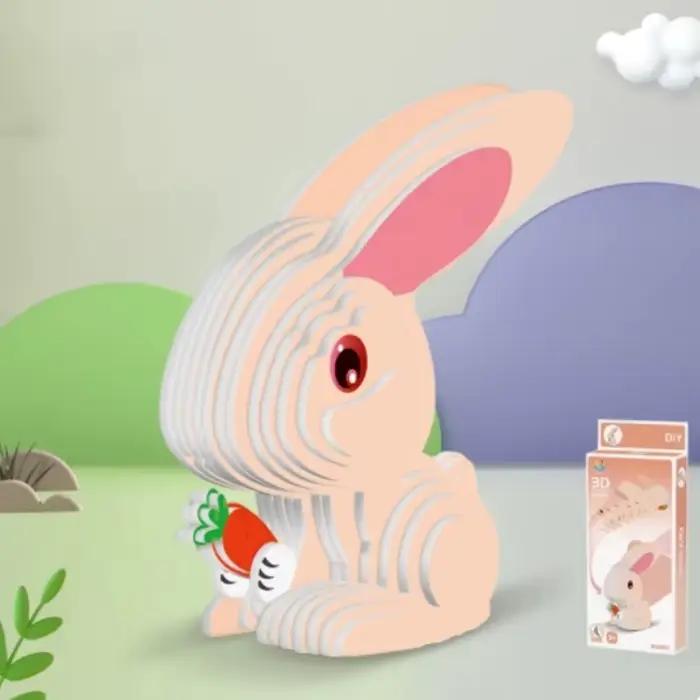 Puzzle en papier 3D licorne lapin pour enfants, jouets éducatifs Montessori, bricolage amusant, modè