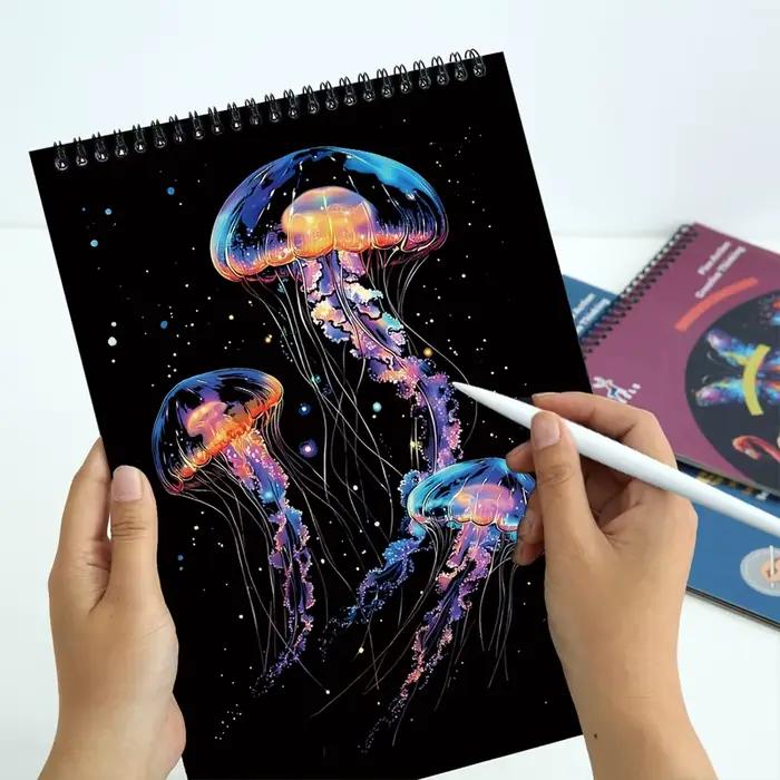 Livre de coloriage à gratter 10 feuilles avec stylet