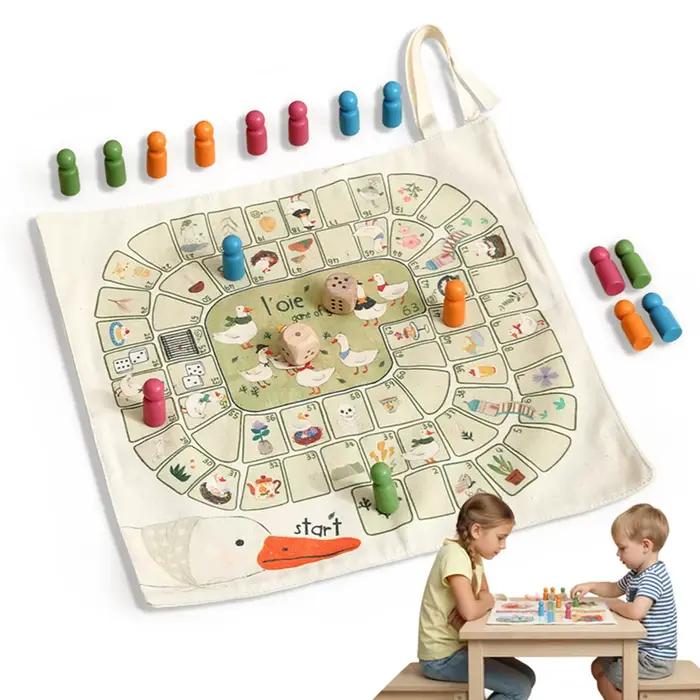 Jeu de société en toile double face pour enfants, jeu de société en toile coloré style dessin animé