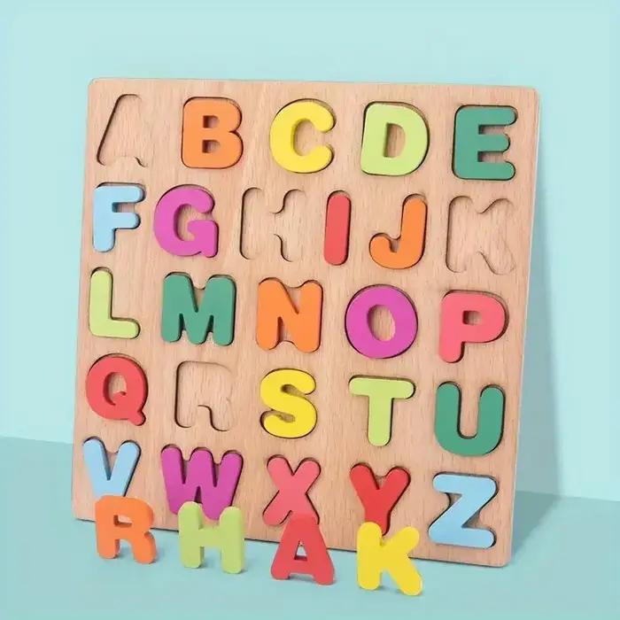 Puzzles en bois avec chiffres et Alphabet colorés