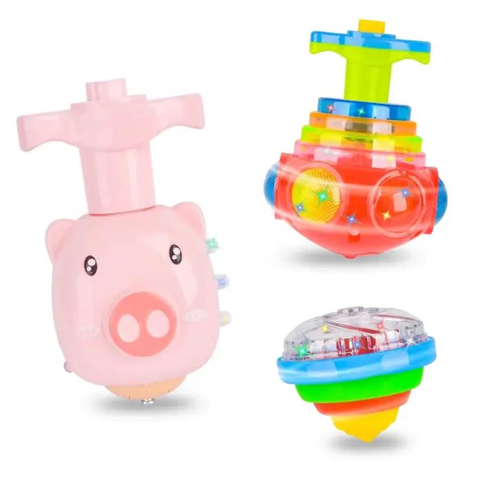 UFO-Toupie pouvez-vous roscope Clignotante pour Enfant, Jouet Lumineux, Piggy LED, Musique, Lanceur