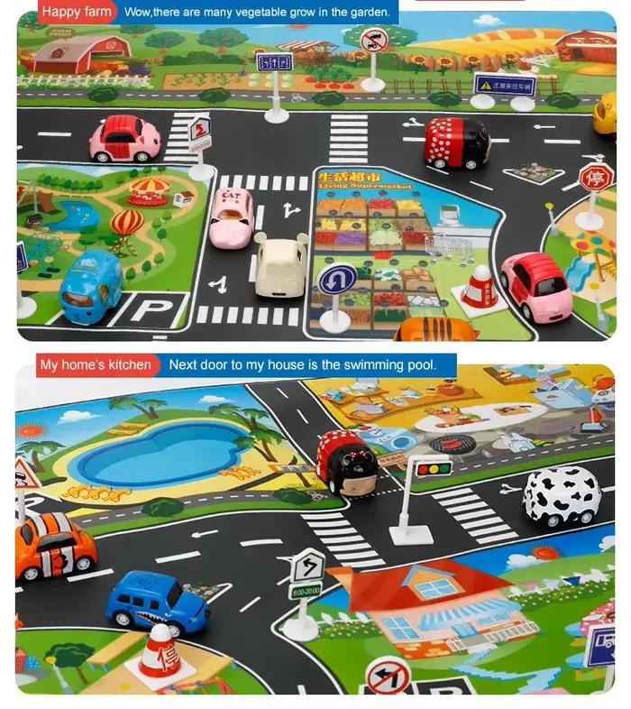 Tapis de jeu éducatif imperméable pour enfants, ville miniature, parcours de circulation, activités éducatives pour filles et garçons, jouets de développement pour enfants occasions spéciales